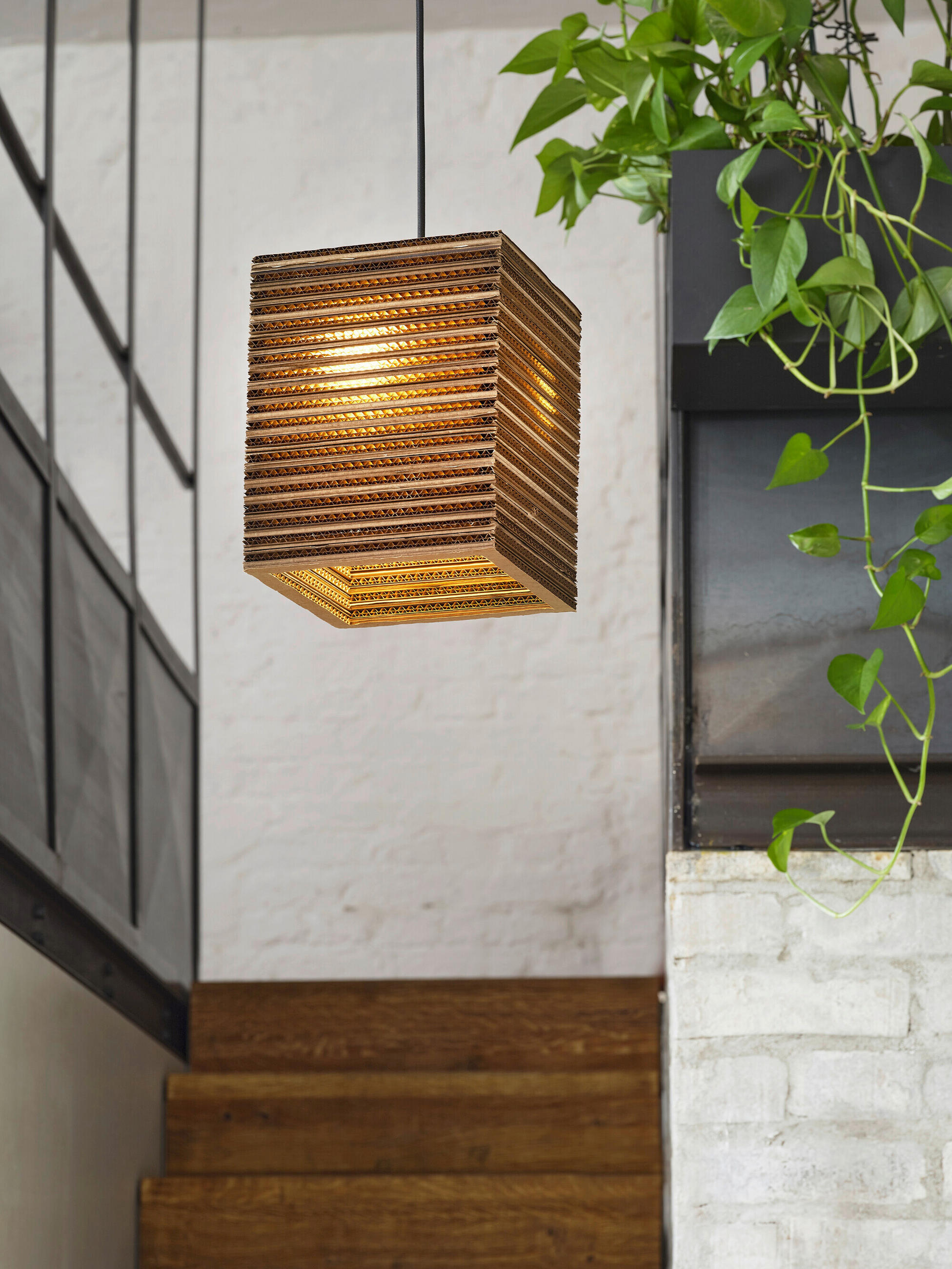 HÄNGELEUCHTE 25/25/130 cm - Braun, Natur, Karton/Metall (25/25/130cm) - Osram