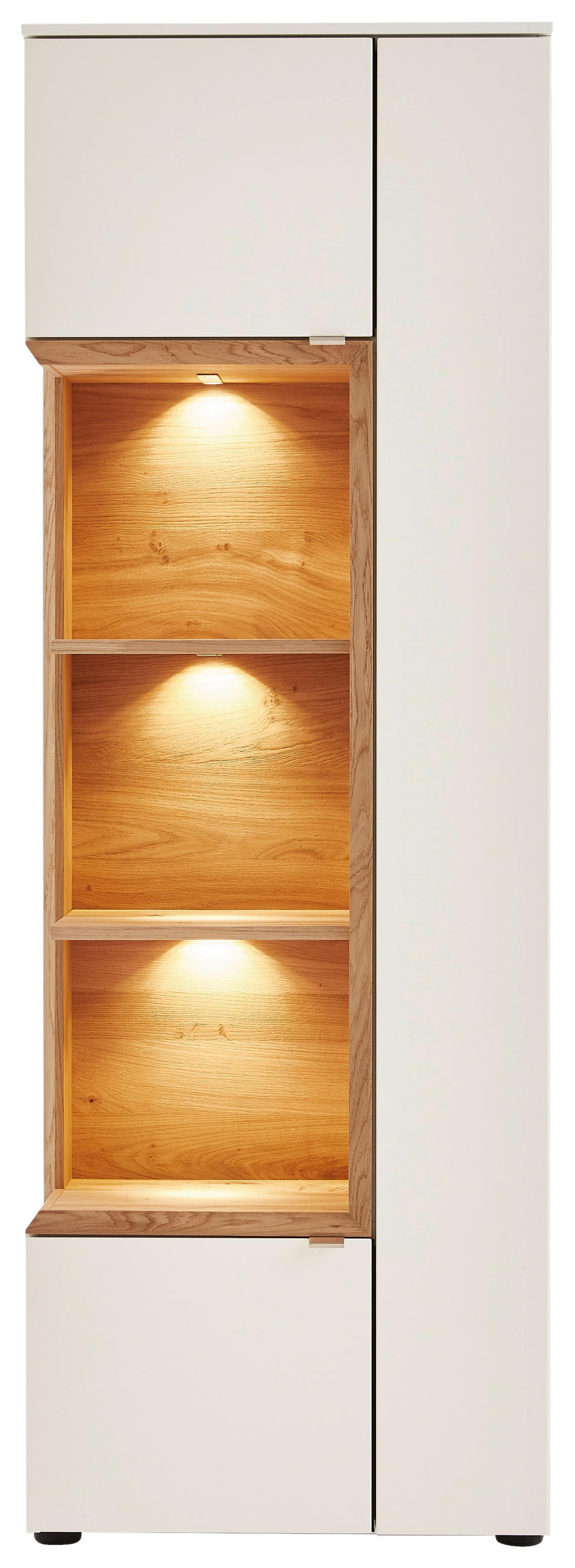 VITRINE in furniert Eiche Weiß, Eichefarben  - Edelstahlfarben/Eichefarben, Design, Holz/Holzwerkstoff (60/173/43cm) - Venjakob