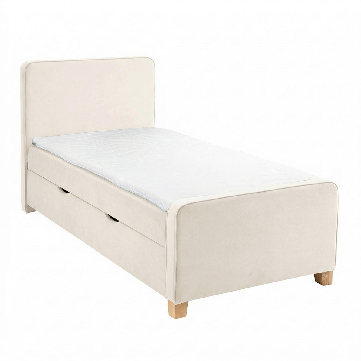BOXBETT 140/200 cm  in Creme  - Creme/Kernbuche, MODERN, Holz/Textil (140/200cm) - MID.YOU