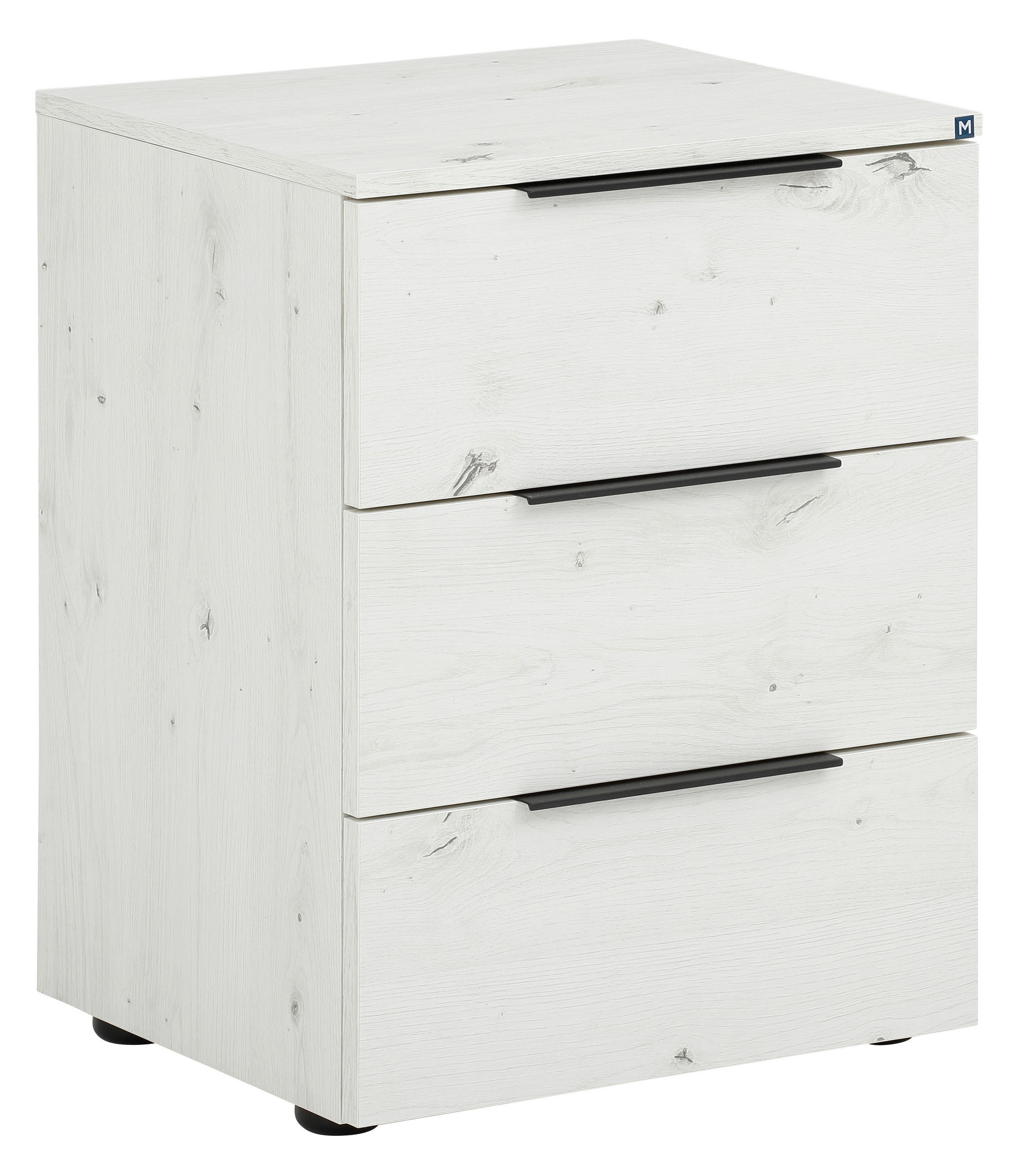 NACHTSCHRANK 45/61/40 cm - Schwarz/Weiß, Basics, Kunststoff/Metall (45/61/40cm)