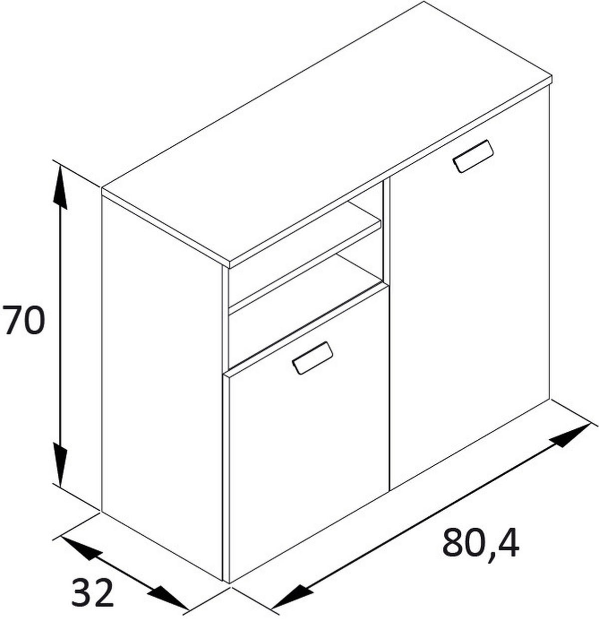 UNTERSCHRANK 80,4/70/32 cm   - Eichefarben/Silberfarben, MODERN, Holzwerkstoff/Metall (80,4/70/32cm) - Stylife