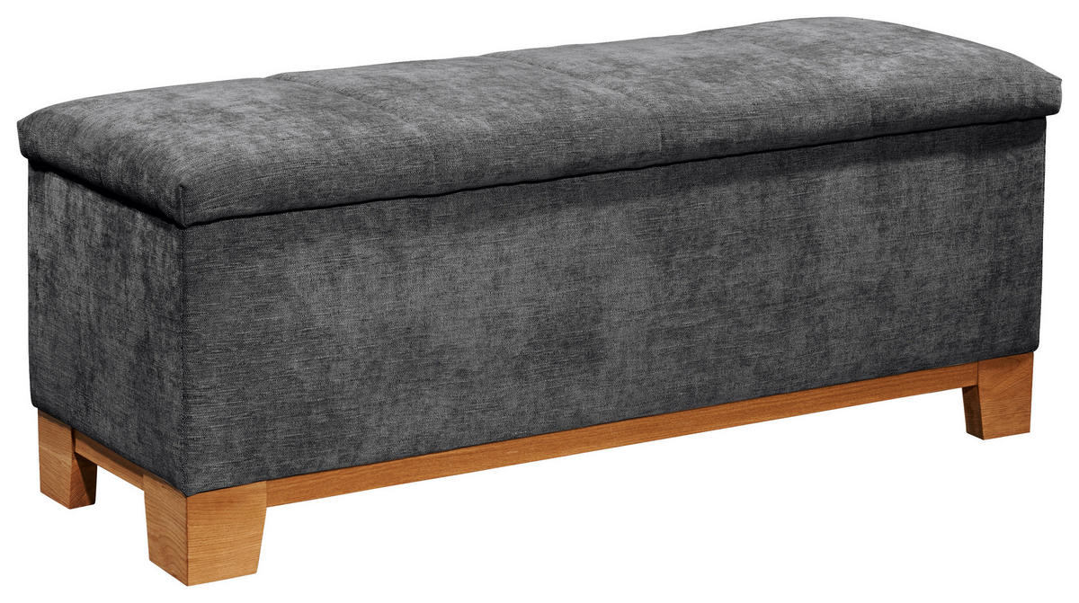 BETTBANK Mikrofaser Graphitfarben  - Eichefarben/Graphitfarben, KONVENTIONELL, Holz/Textil (139/58/50cm) - Carryhome