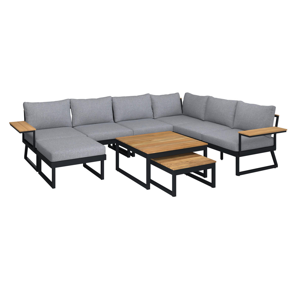 LOUNGEGARNITUR   Teakholz Aluminium  - Dunkelgrau, MODERN, Holz/Metall - Ambia Garden