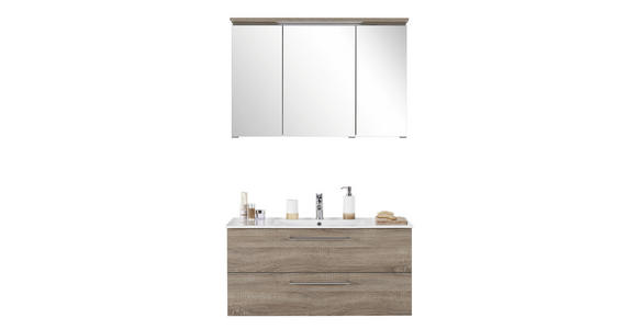 BADEZIMMER 101 cm - Trüffeleichefarben/Weiß, Design, Glas/Keramik (101cm) - Novel