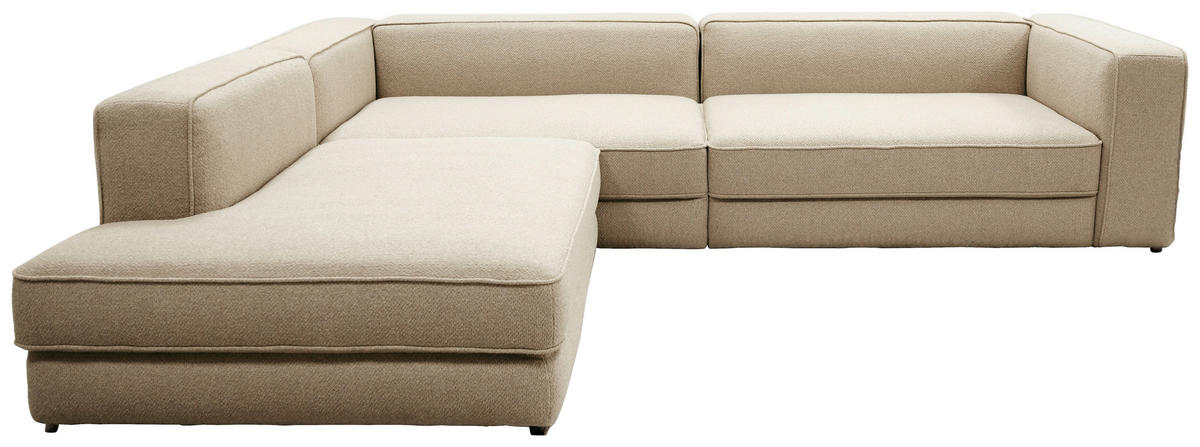 ECKSOFA Chilliano Beige Struktur Rücken echt  - Beige/Schwarz, Design, Kunststoff/Textil (255/290cm) - Chilliano