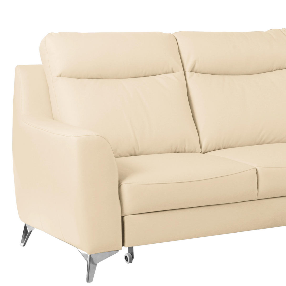 ECKSOFA Lederlook Echtleder Beige  - Chromfarben/Beige, Design, Leder/Textil (236/168cm) - Livetastic
