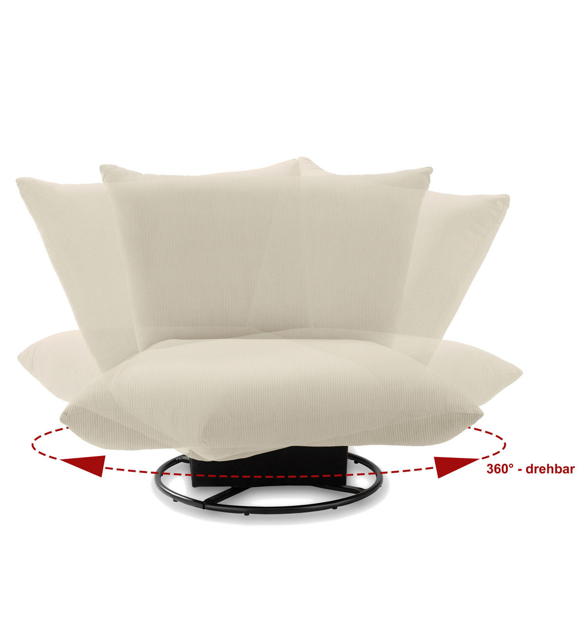 Relaxsessel in Textil Beige  - Beige/Schwarz, Design, Textil/Metall (100/78/96cm) - Livetastic