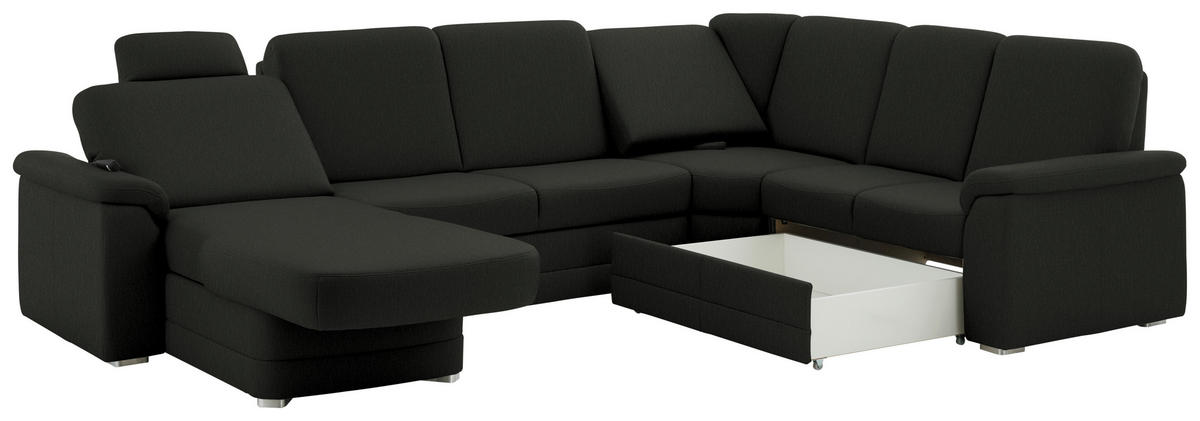 WOHNLANDSCHAFT  in Chenille Anthrazit  - Anthrazit/Alufarben, KONVENTIONELL, Holz/Textil (160/329/235cm) - Beldomo Comfort