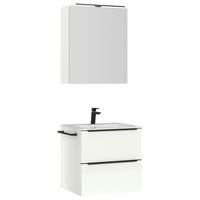 BADEZIMMER  in 61 cm  - Weiß Hochglanz/Schwarz, MODERN, Holzwerkstoff/Stein (61cm) - Nobilia