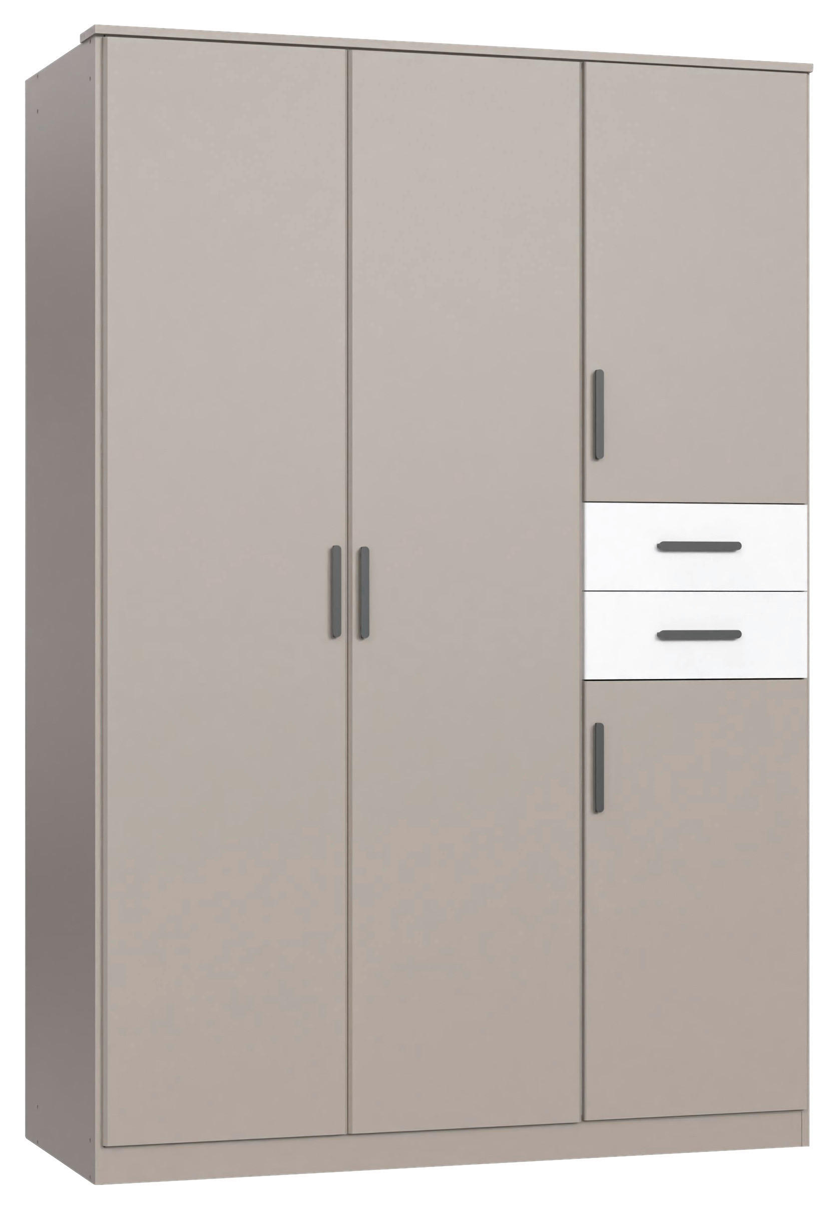 Carryhome Drehtürenschrank Grau, Weiß, Sahara 135x198x58 cm