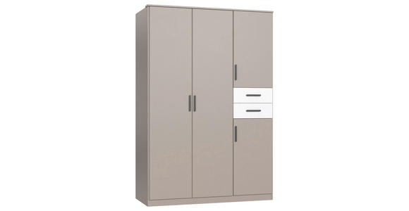 DREHTÜRENSCHRANK  in Grau, Weiß, Sahara  - Schwarz/Weiß, Design, Holzwerkstoff/Kunststoff (135/198/58cm) - Carryhome