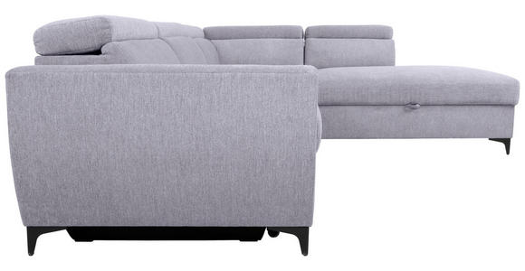 ECKSOFA Grau Velours  - Schwarz/Grau, KONVENTIONELL, Textil/Metall (255/217cm) - Carryhome