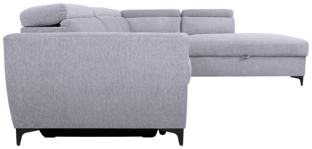 ECKSOFA Grau Velours  - Schwarz/Grau, KONVENTIONELL, Textil/Metall (255/217cm) - Carryhome