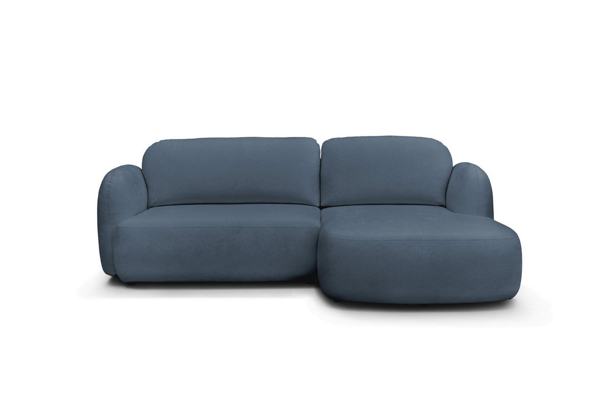 ECKSOFA VELU Blau Chenille  - Blau/Schwarz, Design, Textil (270/175cm) - MID.YOU
