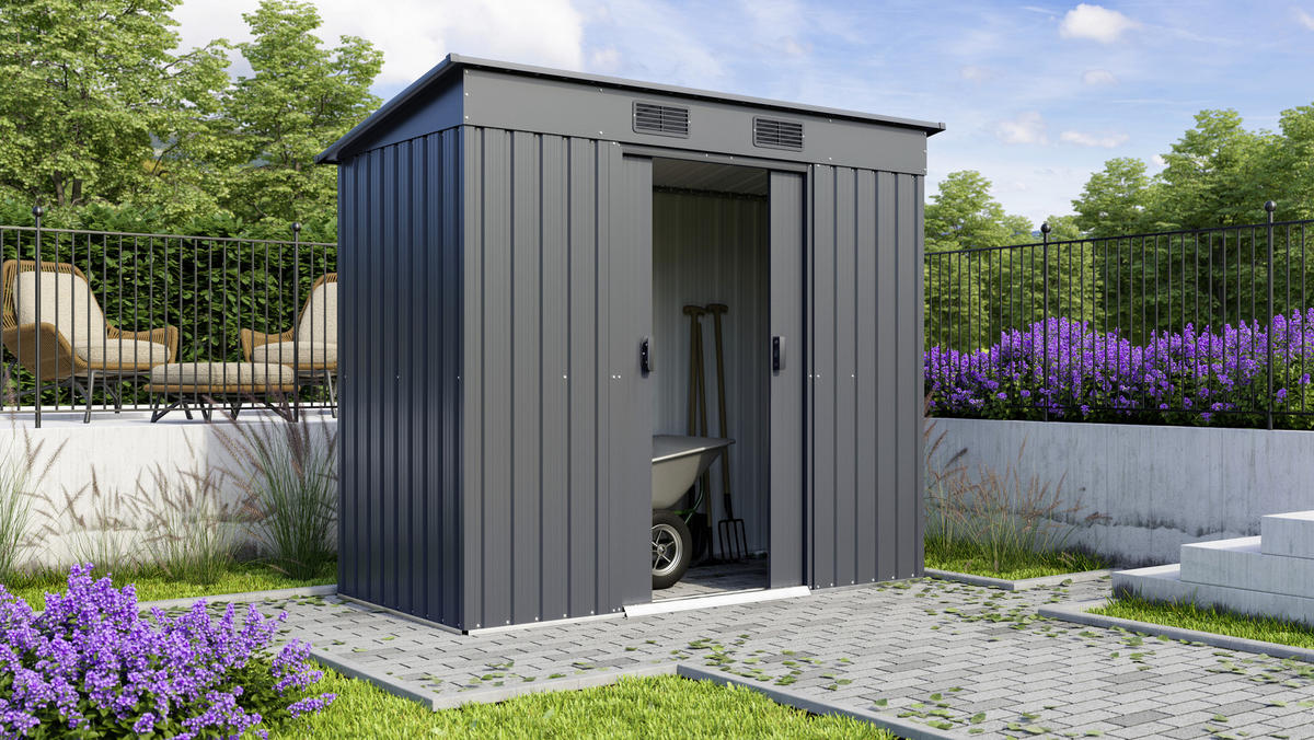 GERÄTEHAUS 217/174/110 cm  - Anthrazit, Basics, Metall (217/174/110cm)