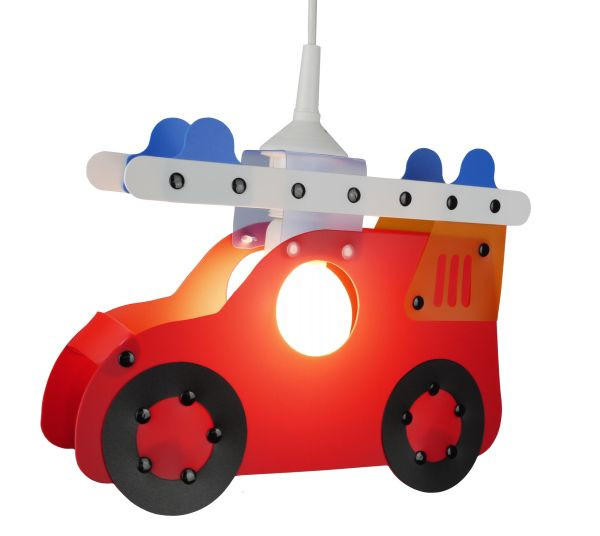 XXXLutz Kinderhängeleuchte Feuerwehrauto Rot 6x34x32 cm