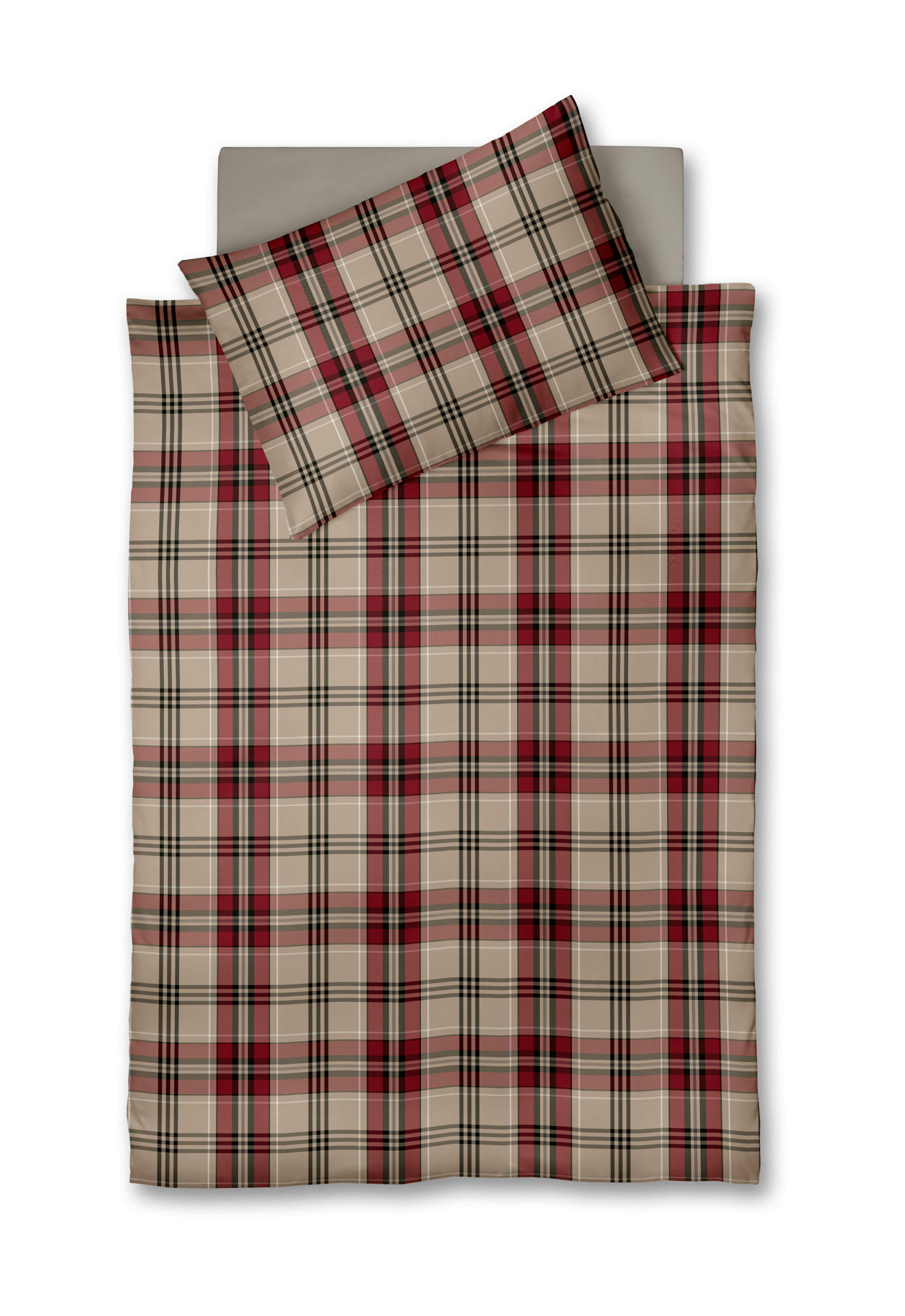 POSTEĽNÁ BIELIZEŇ, flanel, hnedá, bordová, tmavočervená, béžová, 140/200 cm - hnedá/tmavočervená, Basics, textil (140/200cm) - Fleuresse