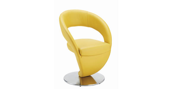 STUHL  Lederauswahl, Stoffauswahl  Echtleder  - Edelstahlfarben/Gelb, Design, Leder/Metall (62/86/61cm) - Moderano