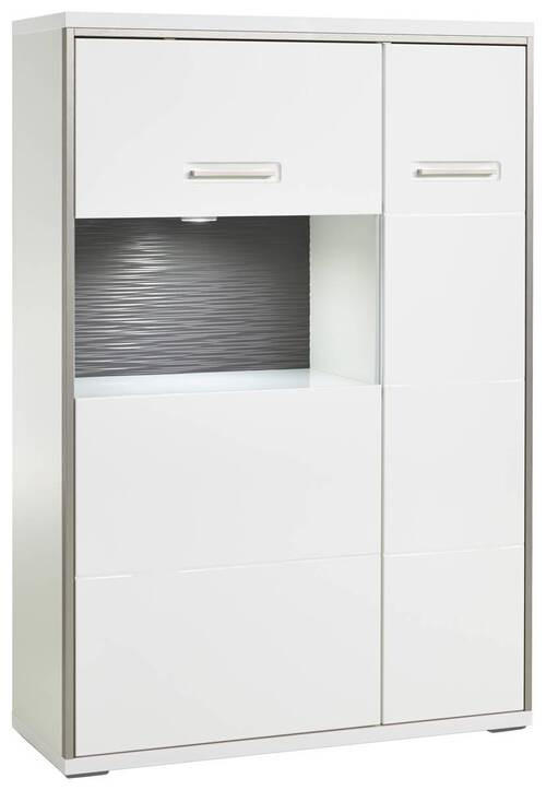 HIGHBOARD Accra in 94/137/38 cm - Weiss Hochglanz/Weiss, Design, Glas/Holzwerkstoff (94/137/38cm) - Livetastic