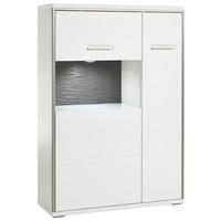 HIGHBOARD Accra  in 94/137/38 cm  - Weiss Hochglanz/Weiss, Design, Glas/Holzwerkstoff (94/137/38cm) - Livetastic