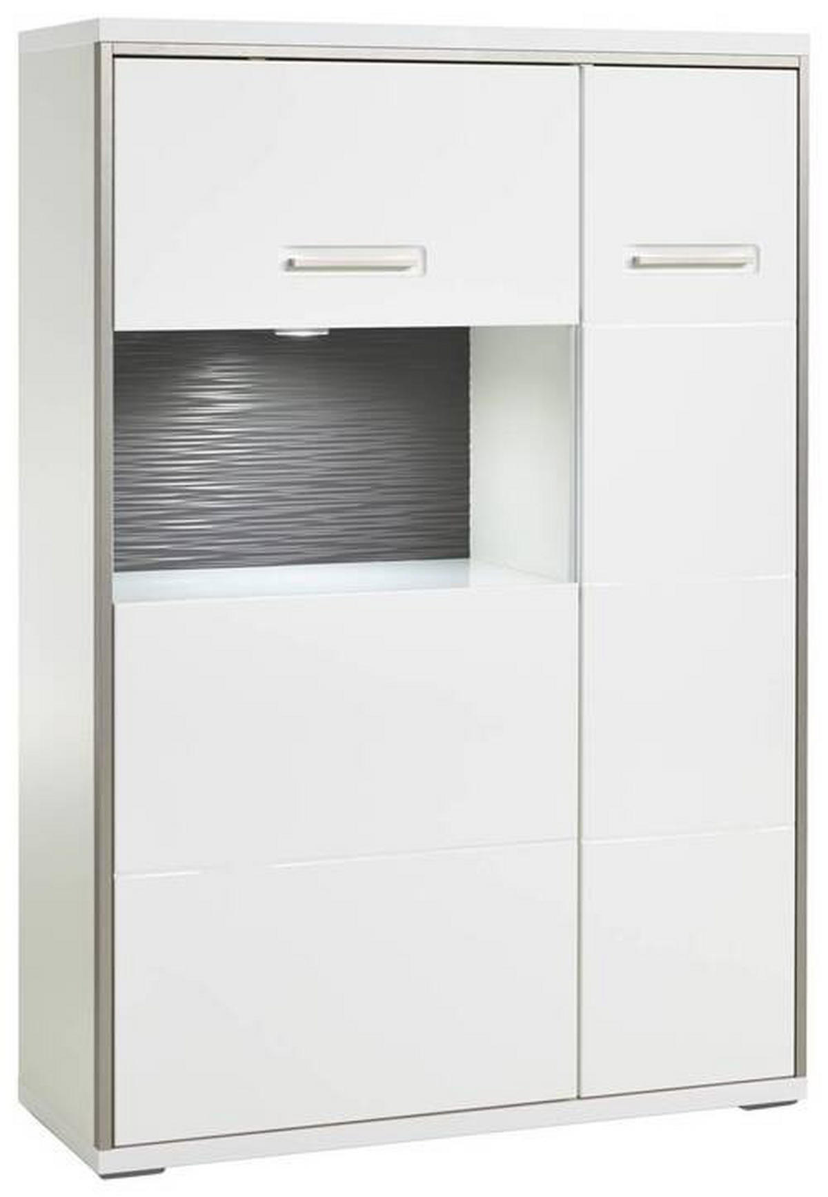 HIGHBOARD Accra  in 94/137/38 cm  - Weiss Hochglanz/Weiss, Design, Glas/Holzwerkstoff (94/137/38cm) - Livetastic