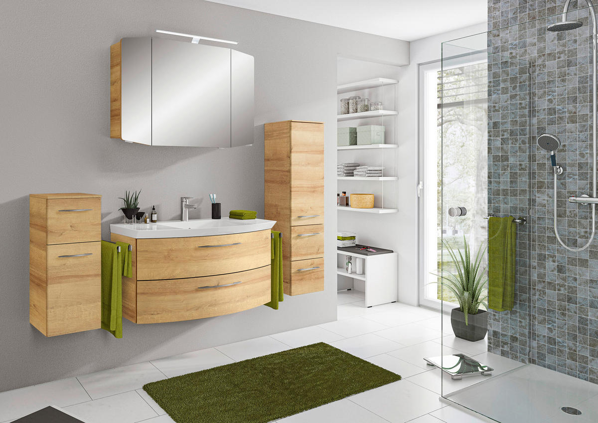 BADEZIMMER 5-teilig  in 161 cm  - Chromfarben/Eichefarben, KONVENTIONELL, Glas/Holzwerkstoff (161cm) - Pelipal