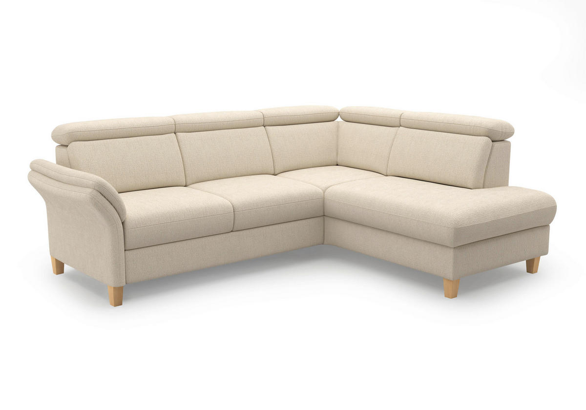 ECKSOFA GLENDALE E Sandfarben Chenille  - Sandfarben/Eichefarben, KONVENTIONELL, Holz/Textil (247/193cm) - Sit & More