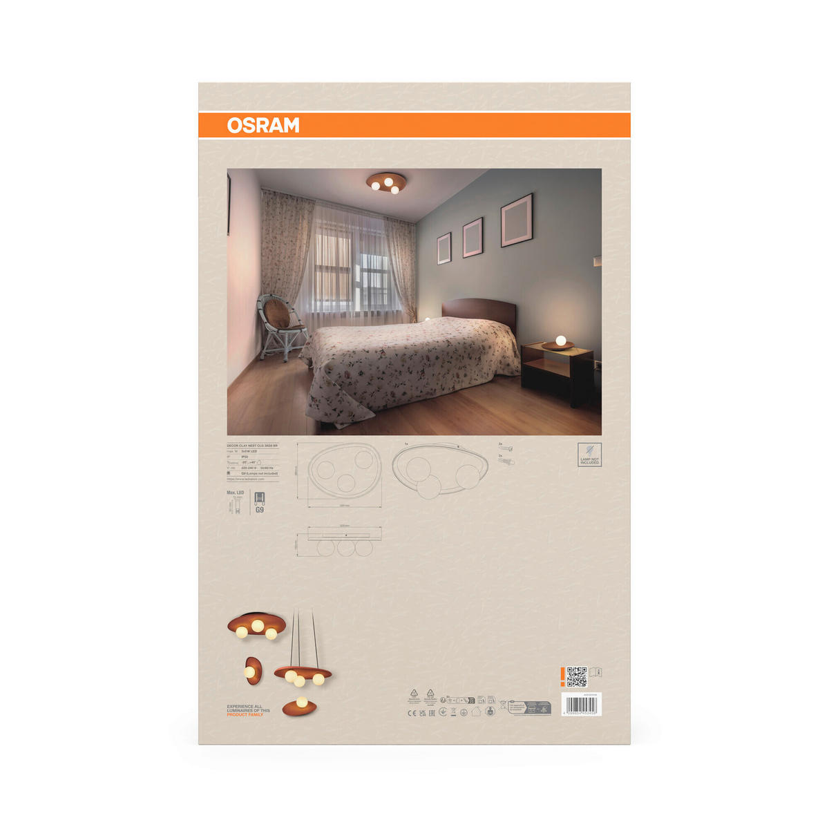 DECKENLEUCHTE    50/38,5/15,5 cm  - Braun, Basics, Glas/Keramik (50/38,5/15,5cm) - Osram