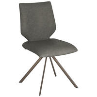 STUHL  Lederauswahl, Stoffauswahl, Typenauswahl Mikrofaser  - Hellgrau/Braun, Design, Textil/Metall (50/92/63cm) - Venjakob