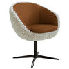 ARMLEHNSTUHL  Beinauswahl, Lederauswahl, Stoffauswahl, Sitzfläche 360° drehbar Hochflor Kombination Echtleder/Stoff  - Beige/Schwarz, Design, Leder/Textil (65/81/61cm) - Koinor