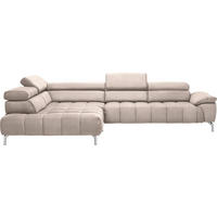 ECKSOFA Creme, Naturfarben Chenille  - Chromfarben/Creme, Design, Textil/Metall (222/323cm) - Beldomo Style