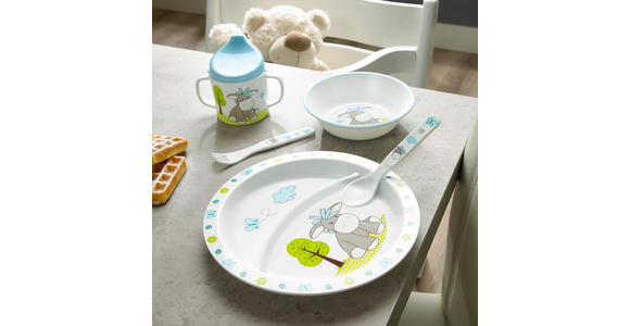 KINDERSCHÜSSEL - Blau/Weiß, Trend, Kunststoff (14/3,8cm) - My Baby Lou