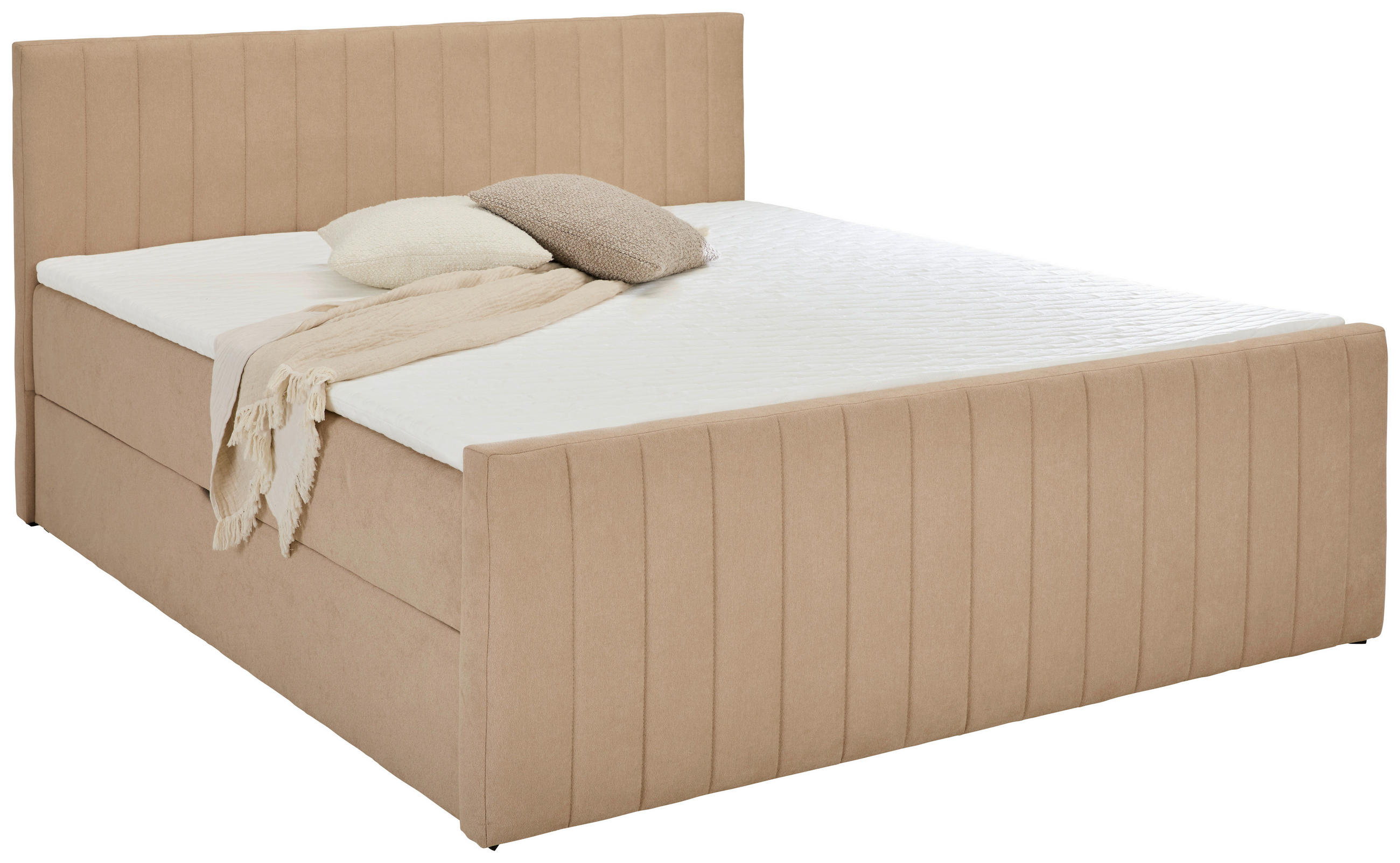 BOXBETT 180/200 cm  in Beige  - Beige/Schwarz, Trend, Kunststoff/Textil (180/200cm) - Boxxx