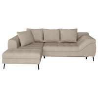 Ecksofa inkl. Funktionen in Webstoff Beige  - Beige/Schwarz, Modern, Textil/Metall (177/279cm)