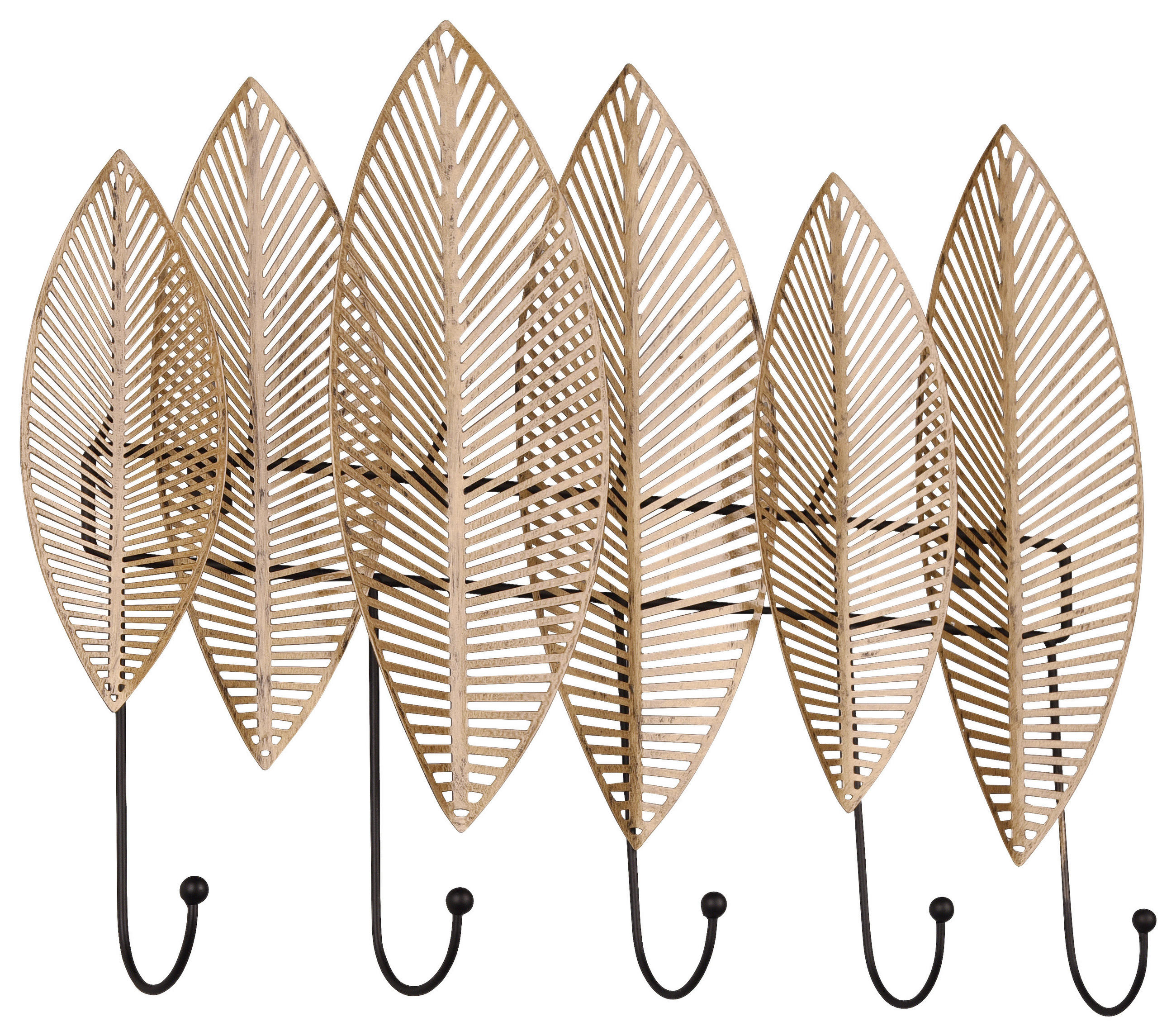 Cuier De Perete Cu Cârlige - auriu, Modern, metal (35/49/6cm) - Carryhome