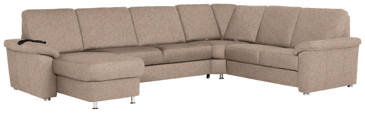 WOHNLANDSCHAFT in Flachgewebe Sandfarben  - Sandfarben/Chromfarben, Konventionell, Textil/Metall (163/330/240cm) - Beldomo System