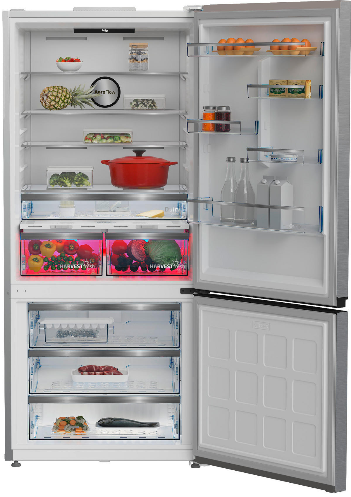 KÜHL-GEFRIER-KOMBINATION B5RCNE615ZXP  - Edelstahlfarben, Basics, Metall (76/193/83cm) - Beko