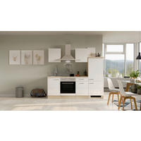 KUCHYNSKÁ LINKA VALERO 220 - biela s vysokým leskom/farba ušľachtilej ocele, Modern, kov/kompozitné drevo (220cm) - FlexWell