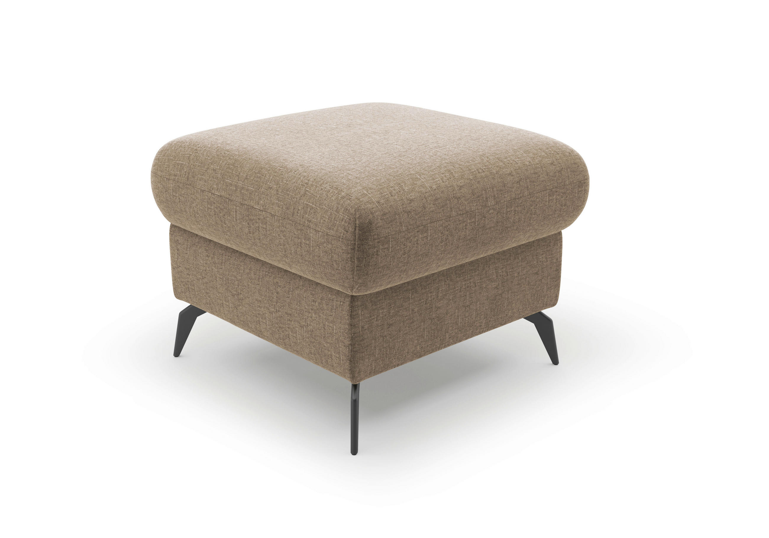 HOCKER Flachgewebe Hellbraun - Hellbraun/Schwarz, KONVENTIONELL, Textil/Metall (58/50/58cm) - Sit & More