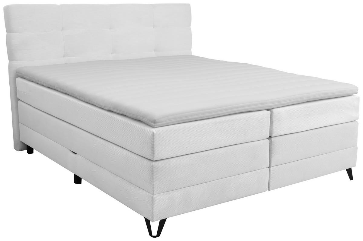 BOXSPRINGBETT 160/200 cm  in Weiß  - Schwarz/Weiß, KONVENTIONELL, Textil/Metall (160/200cm) - Carryhome