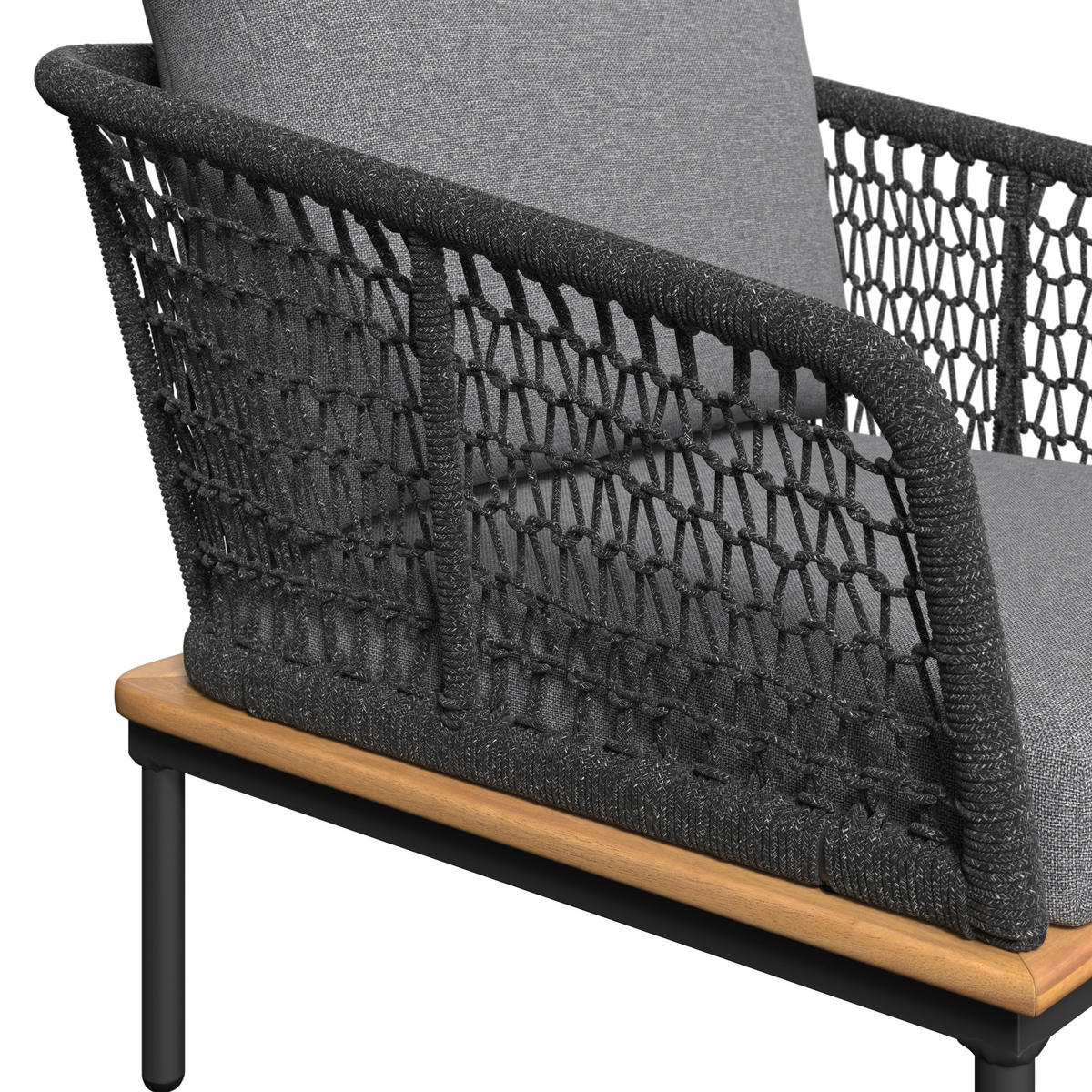 KERTI BÚTORSZETT 5 részes  - antracit/tíkfa színű, Modern, textil/fa - Ambia Garden