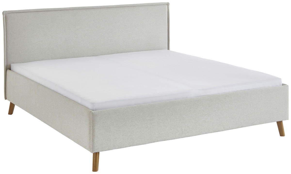 POLSTERBETT 180/200 cm,  in Beige,  - Eichefarben/Beige, Basics, Holz/Textil (180/200cm) - Boxxx