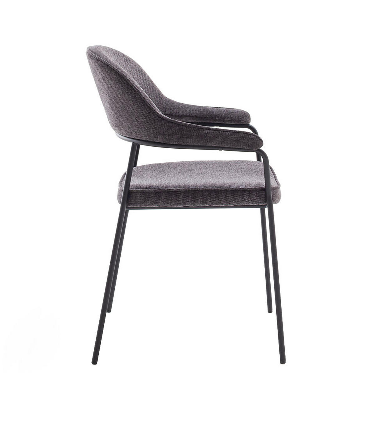 ARMLEHNSTUHL-SET 2 Stück  in  - Dunkelgrau/Schwarz, MODERN, Textil/Metall (56,5/85/56,5cm)