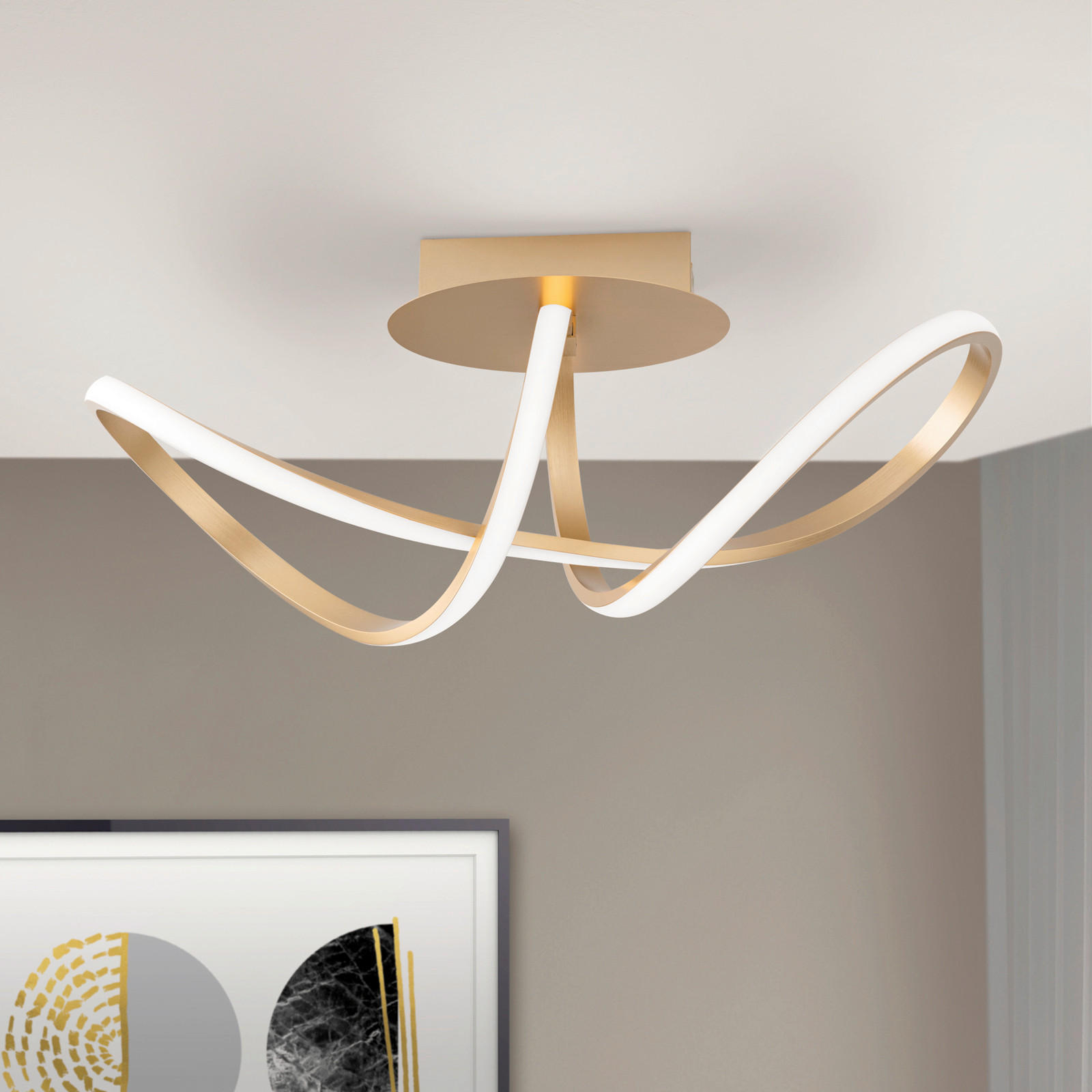 LED-DECKENLEUCHTE Circus 61/25/27 cm   - Messingfarben, Design, Kunststoff/Metall (61/25/27cm)