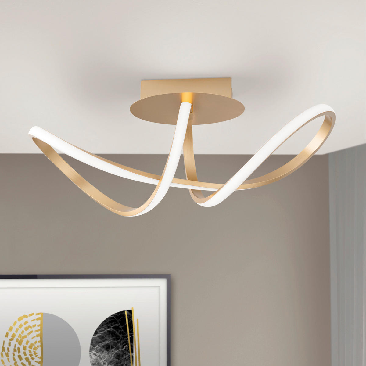 LED-DECKENLEUCHTE Circus 61/25/27 cm   - Messingfarben, Design, Kunststoff/Metall (61/25/27cm)