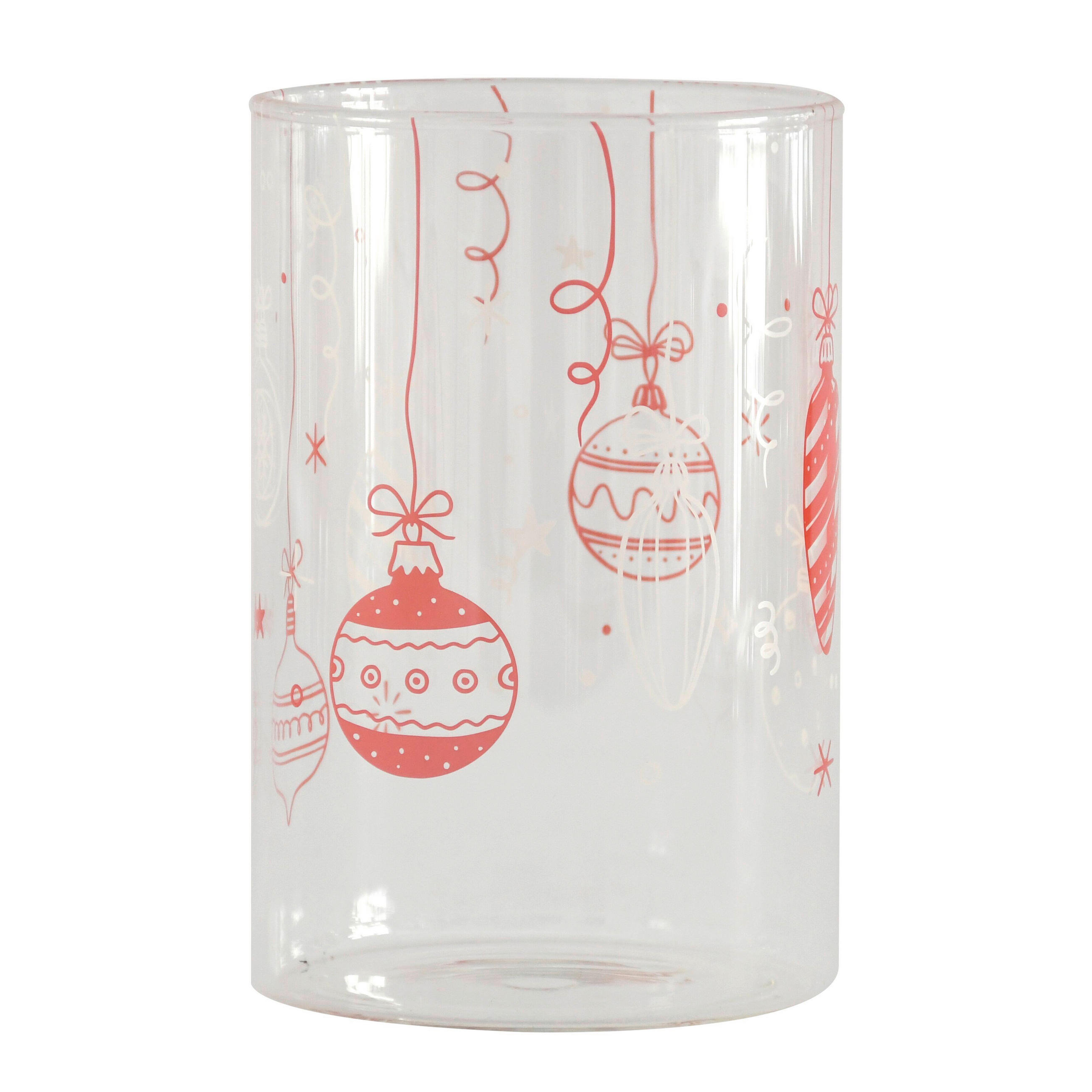 TEELICHTGLAS  - Klar/Rot, LIFESTYLE, Glas (13/20cm) - X-Mas