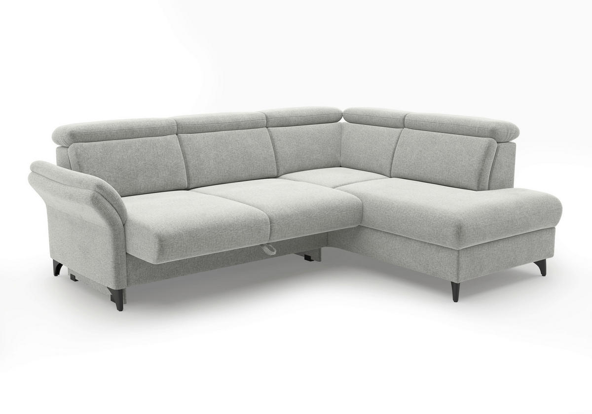 ECKSOFA GLENDALE E in Flachgewebe Hellgrau  247/193 cm  - Hellgrau/Schwarz, KONVENTIONELL, Textil/Metall (247/193cm) - Sit & More