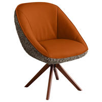 ARMLEHNSTUHL  Beinauswahl, Lederauswahl, Stoffauswahl, inklusive Armlehnen, automatische Rückholfunktion, gepolsterte Armlehnen, Sitzfläche 320° drehbar Hochflor Echtleder  - Cognac/Nussbaumfarben, Design, Leder/Holz (61/89/70cm) - Koinor