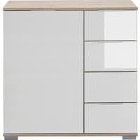 KOMMODE 81/83/41 cm  in Weiss, Eichefarben  - Weiss/Eichefarben, Design, Glas/Holzwerkstoff (81/83/41cm) - Livetastic