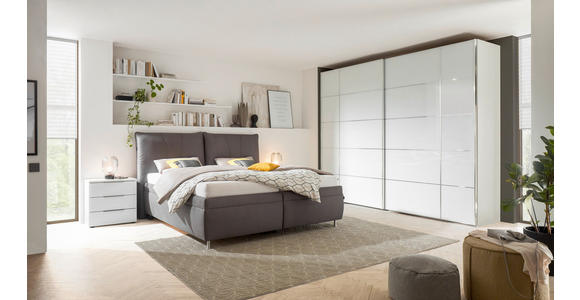 SCHWEBETÜRENSCHRANK 298/240/68 cm 2-türig Weiß  - Chromfarben/Weiß, KONVENTIONELL, Glas/Holzwerkstoff (298/240/68cm) - Dieter Knoll